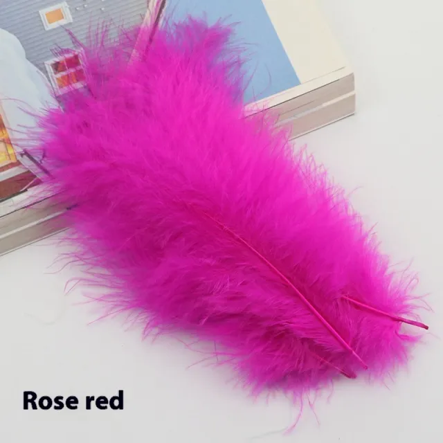 Feather Decoration Colorful Turkey Feather Pointed Tail Diy Handmade Rose Red - Shop at LoveMi