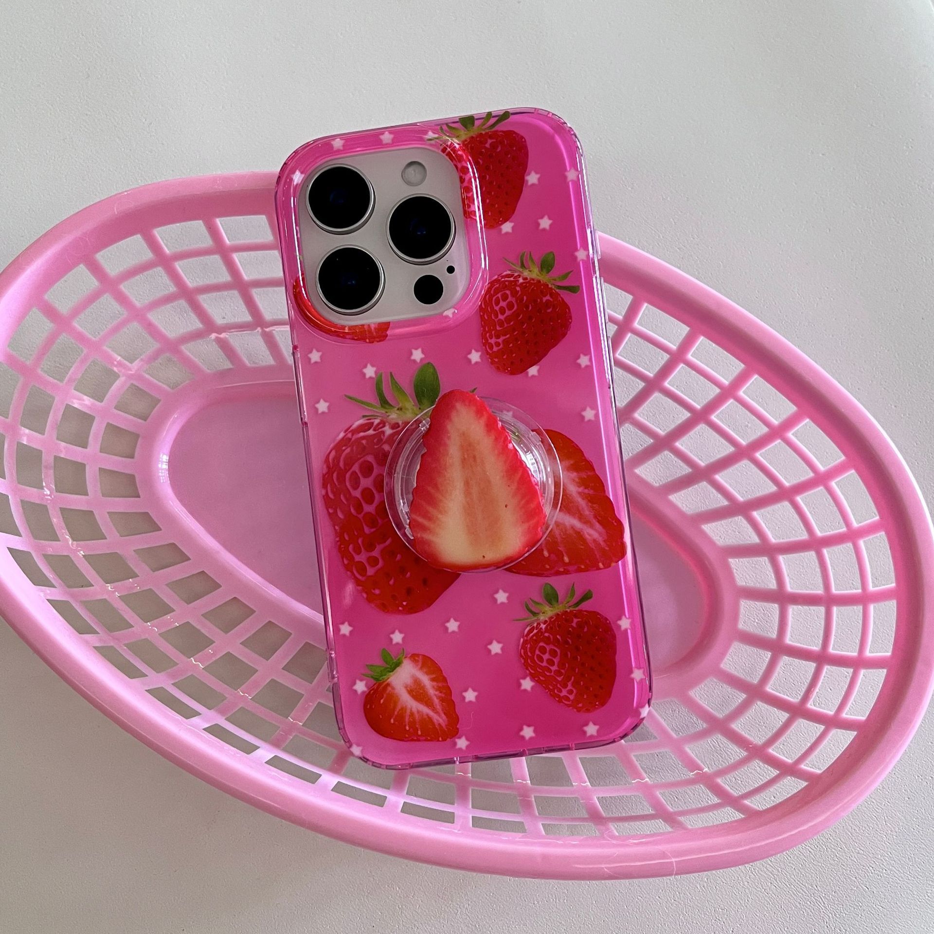 New Double-layer Medium-ancient Brilliant Strawberry Phone Case