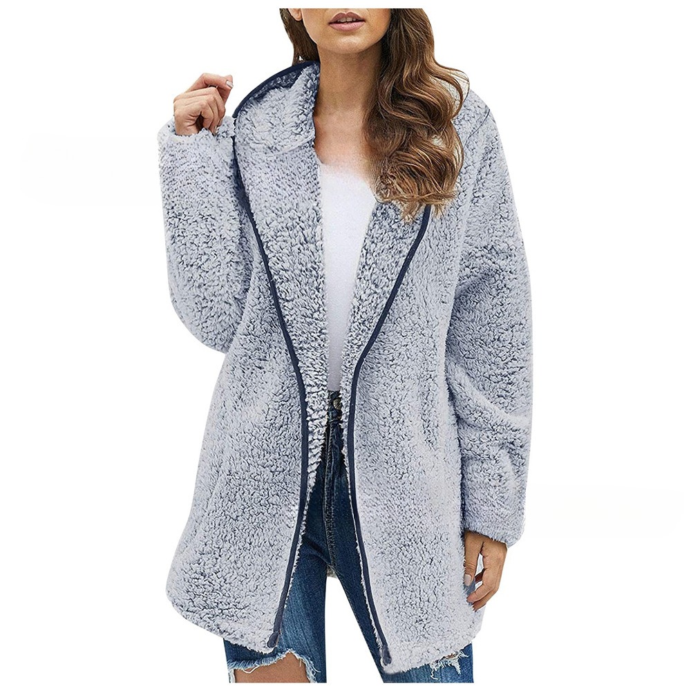 Casual Solid Color Polo Collar Hooded Long Sleeve Fleece Sweatshirt