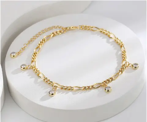 Zircon Anklet For Women Copper-plated Gold