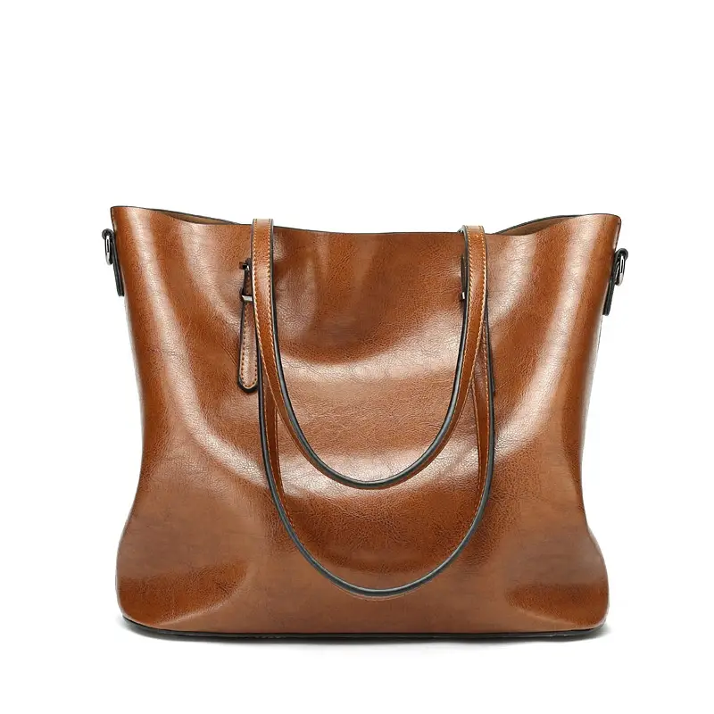 Retro Style Oil Wax Leather Patent Simple Portable Shoulder Messenger Bag