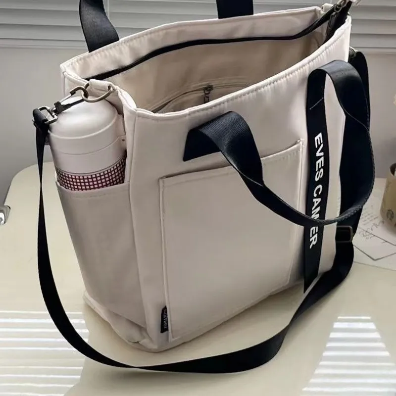Simple All-match Waterproof Stylish Tote Canvas Handbag - Beige