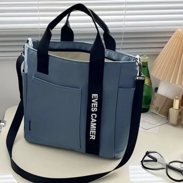 Simple All match Waterproof Stylish Tote Canvas Handbag Blue - Shop at LoveMi