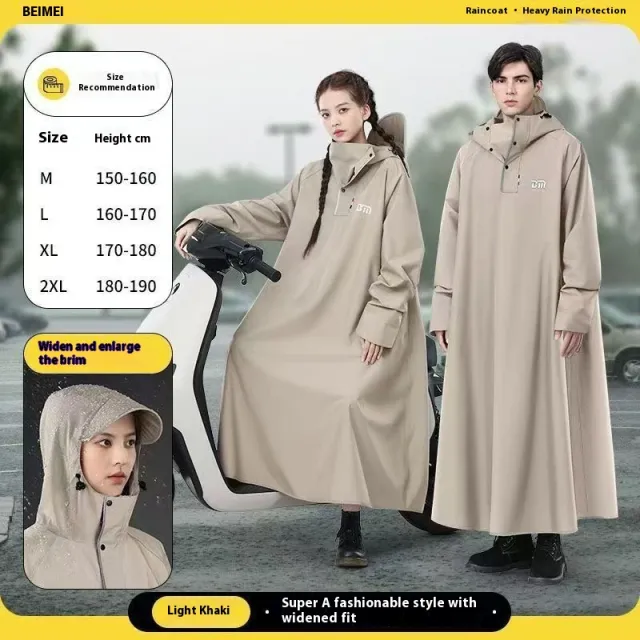 Raincoat Electric Car Thickened Long Section Whole Body Khaki - Shop at LoveMi
