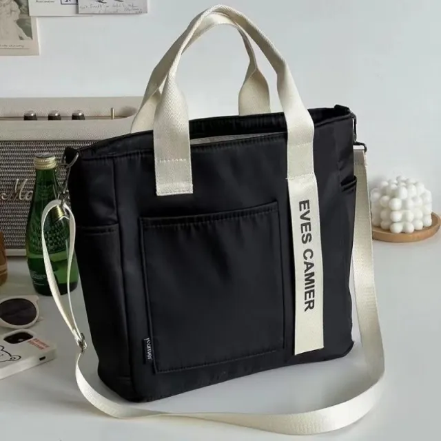 Simple All match Waterproof Stylish Tote Canvas Handbag Black - Shop at LoveMi