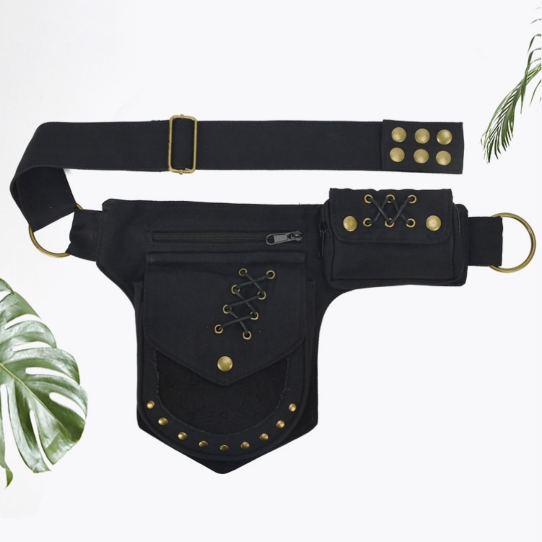 Men's And Women's Waist Retro Rivet Storage Multifunctional Crossbody Bag