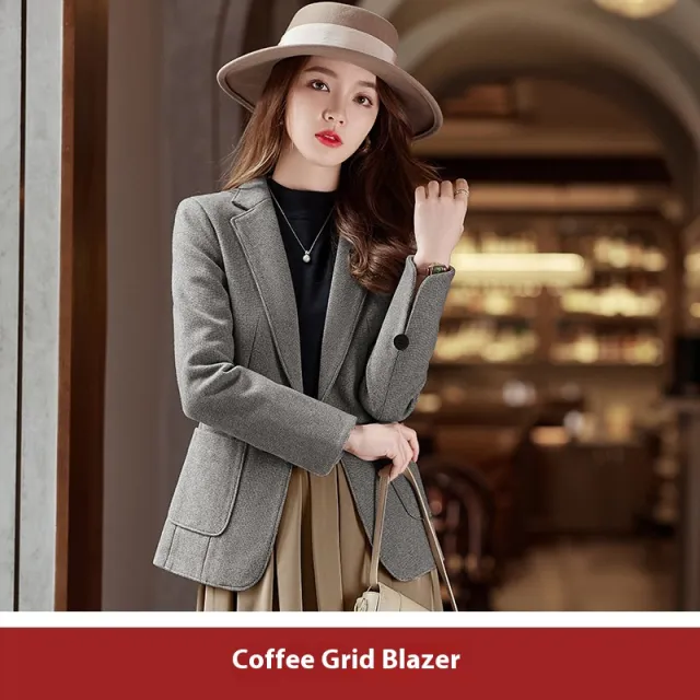 Women's Coat Loose Drooping Small Tailored Suit Top Brown - Shop at LoveMi