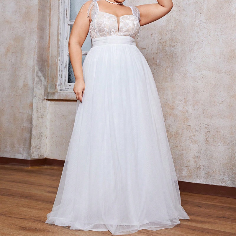 White Boho Chic Plus Size Wedding Dress