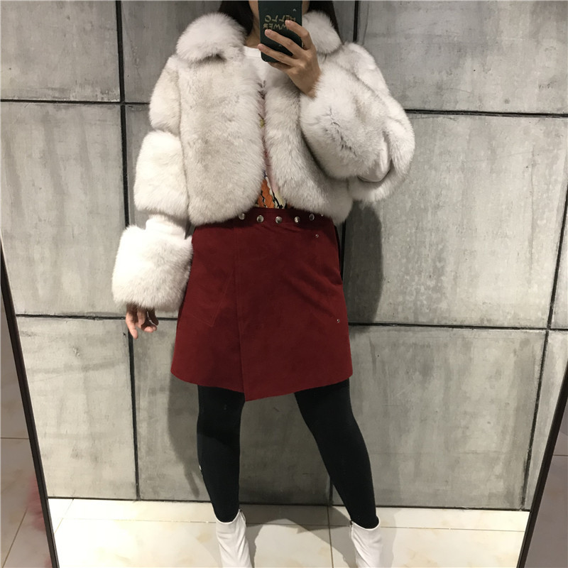 Women's Fur Stitching Lapel Artificial Fur Coat Fox Fur Natural Color - Shop at LoveMi