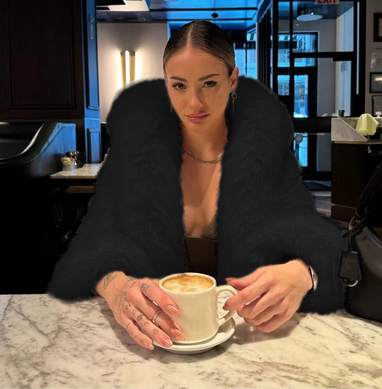 Environmentally Friendly Fox Fur Short Type Hooded Jacket Women Black - Shop at LoveMi