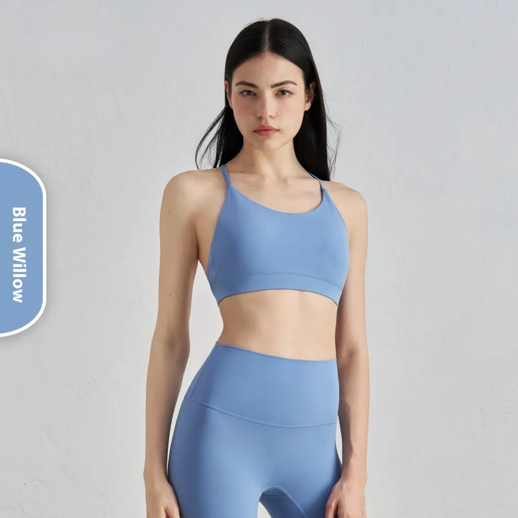 Push Up Sports Women's Triangle Beauty Back Exercise Vest - Blue Willow