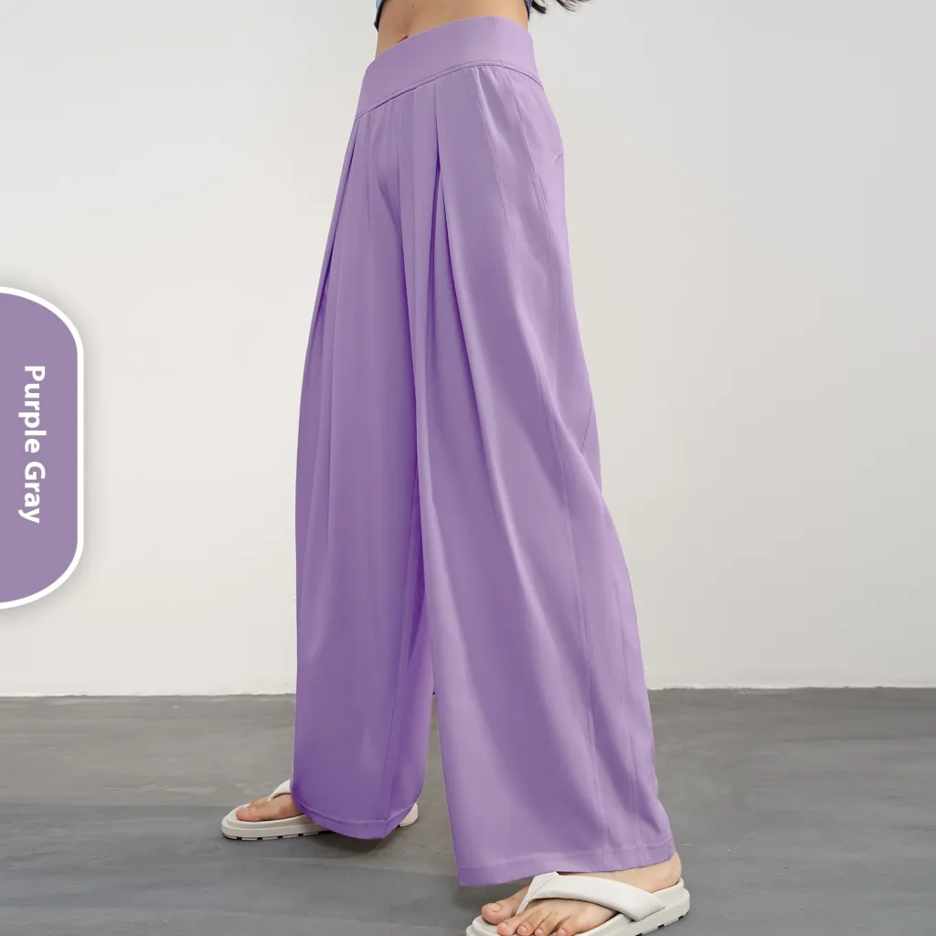 High Waist Loose Quick-drying Fitness Wide Leg Straight Pants - Gray