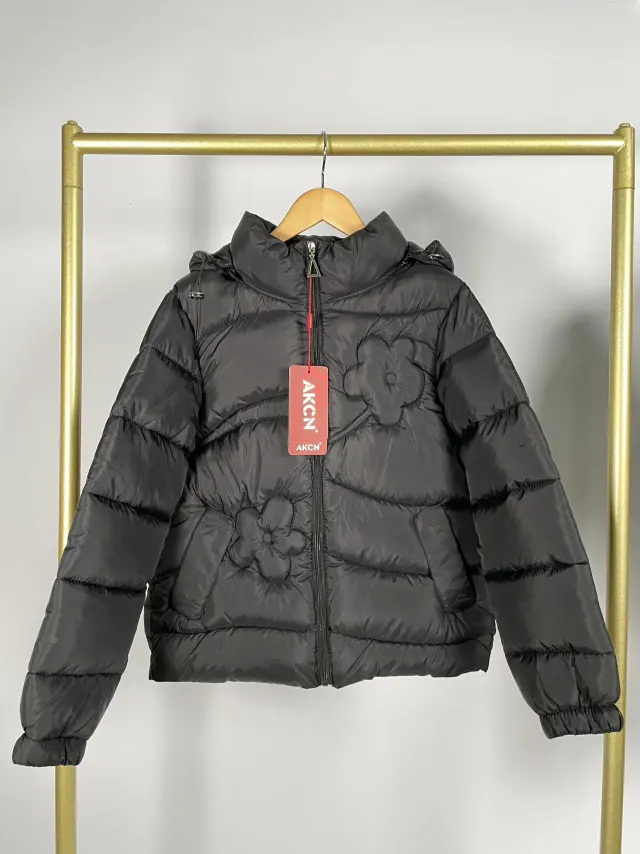 Fleece lined Thick Mid length Down Cotton padded Jacket Black - Shop at LoveMi