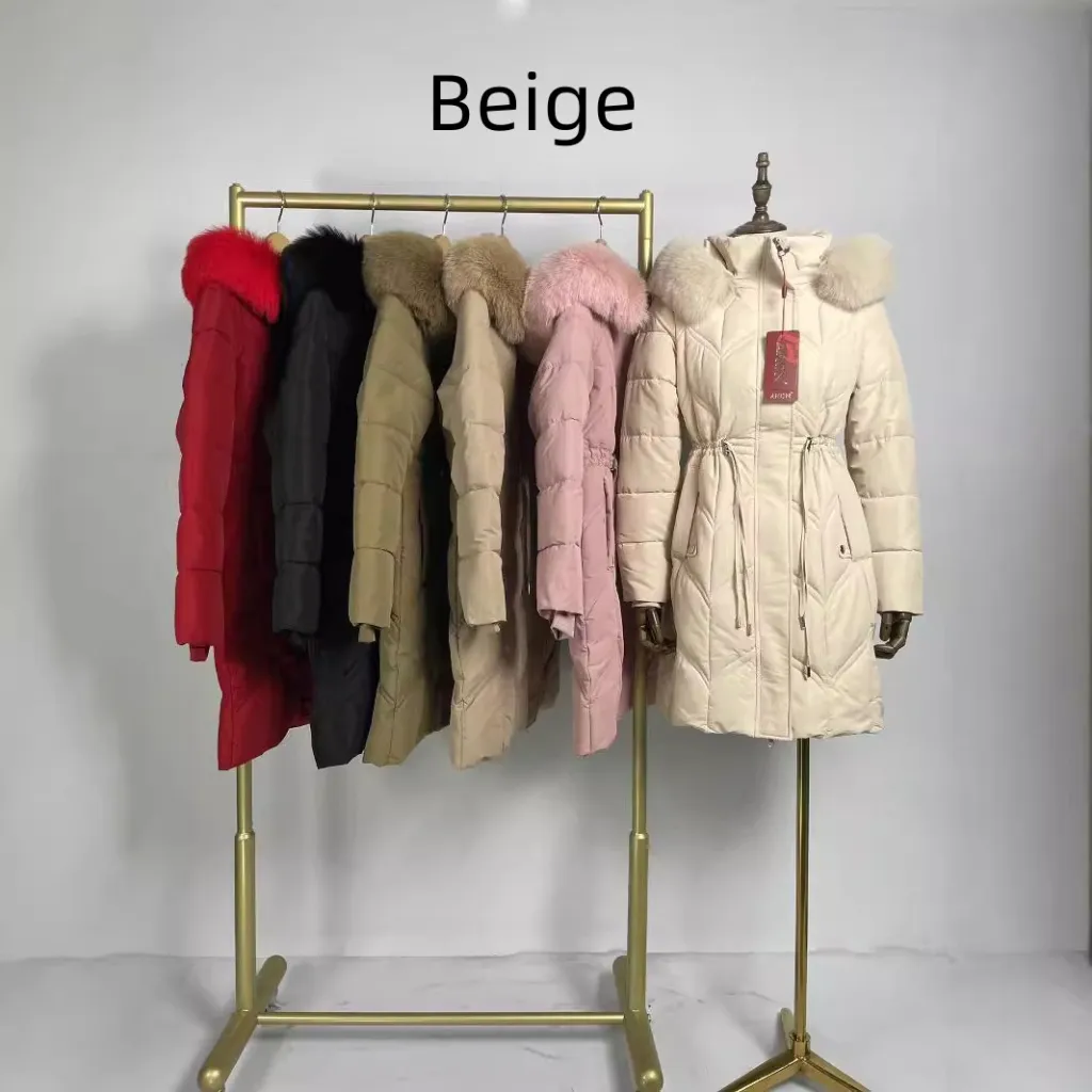 Winter Down Cotton Jacket Women's Mid-length - Beige