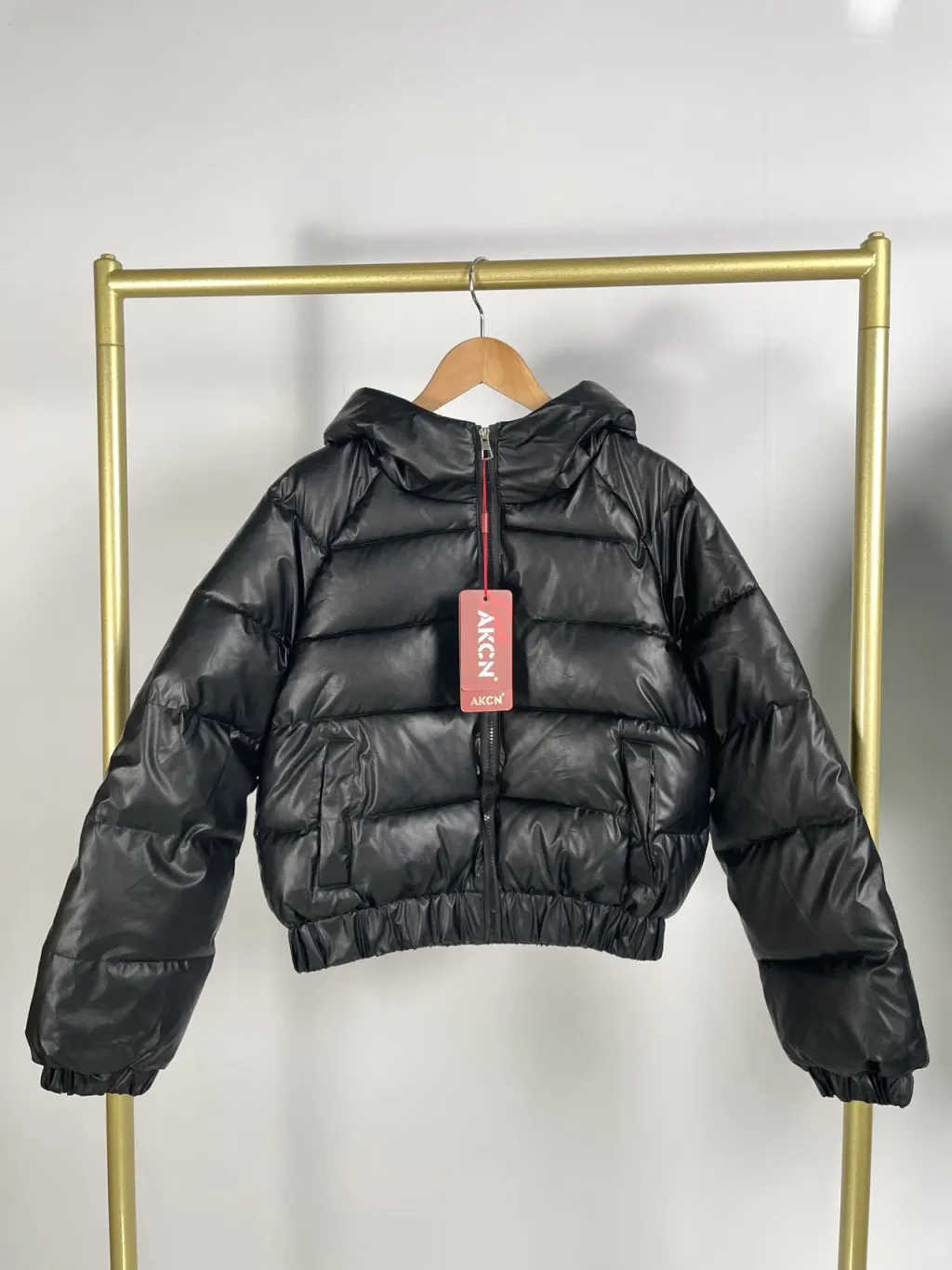 Hooded High Waist Ultra Short Cotton Jacket - Black