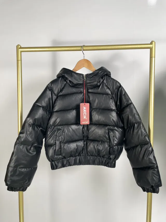 Hooded High Waist Ultra Short Cotton Jacket Black - Shop at LoveMi
