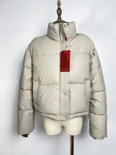 Loose Thick Windproof Stand Collar Coat - Tan - View 1