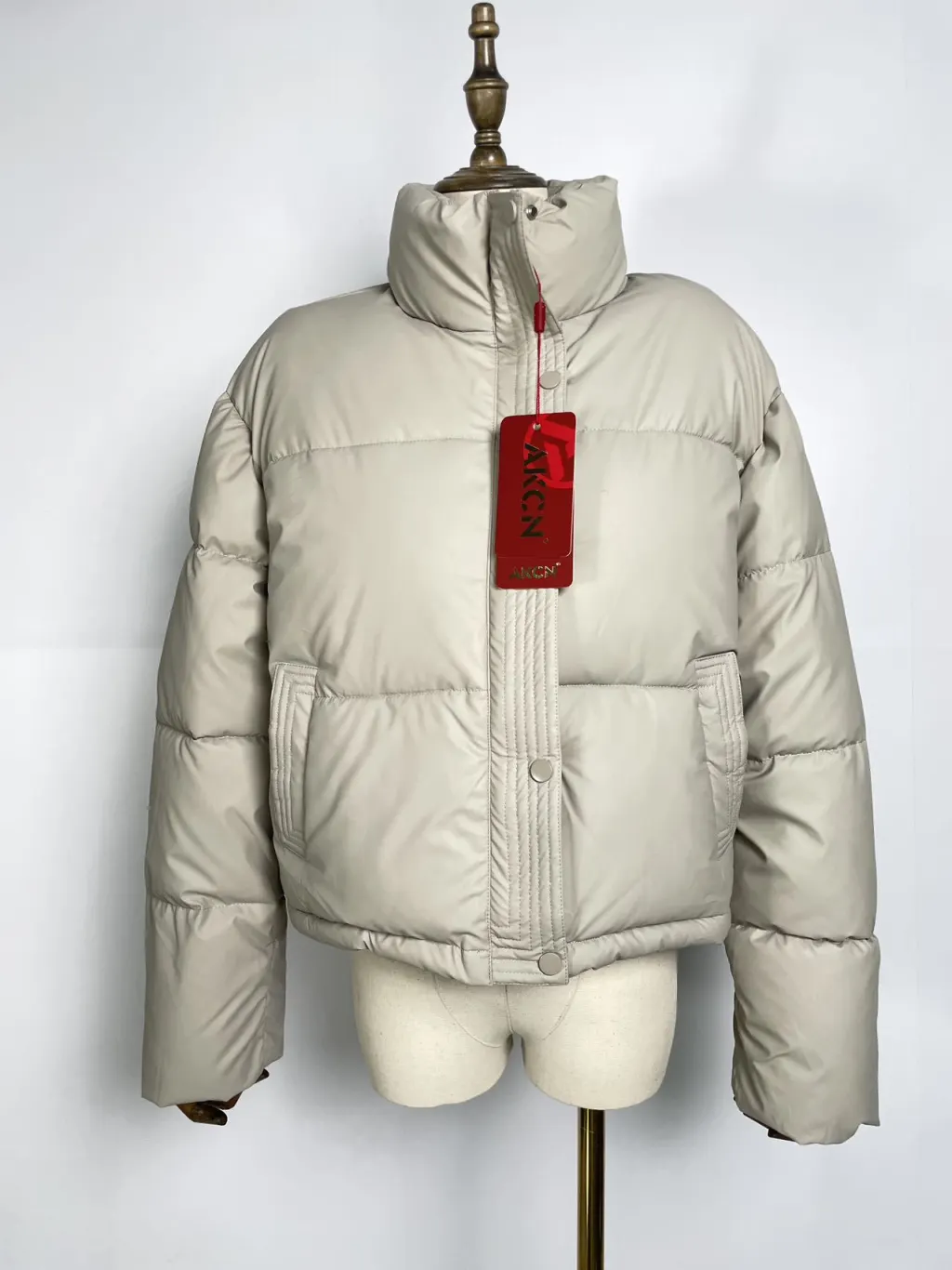Loose Thick Windproof Stand Collar Coat - Tan