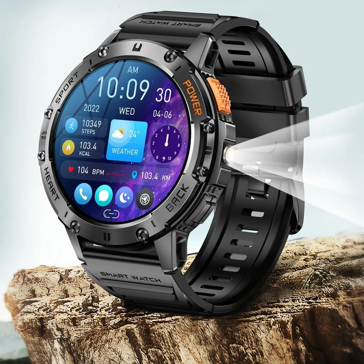 Watch Men's Round Screen Health Monitoring Blood