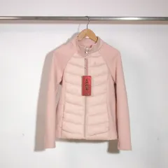 Plus Size Open Button Lightweight Down Coat - Pink - View 1