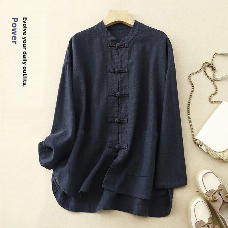New Loose Ramie For Women - Navy Blue Selected Models