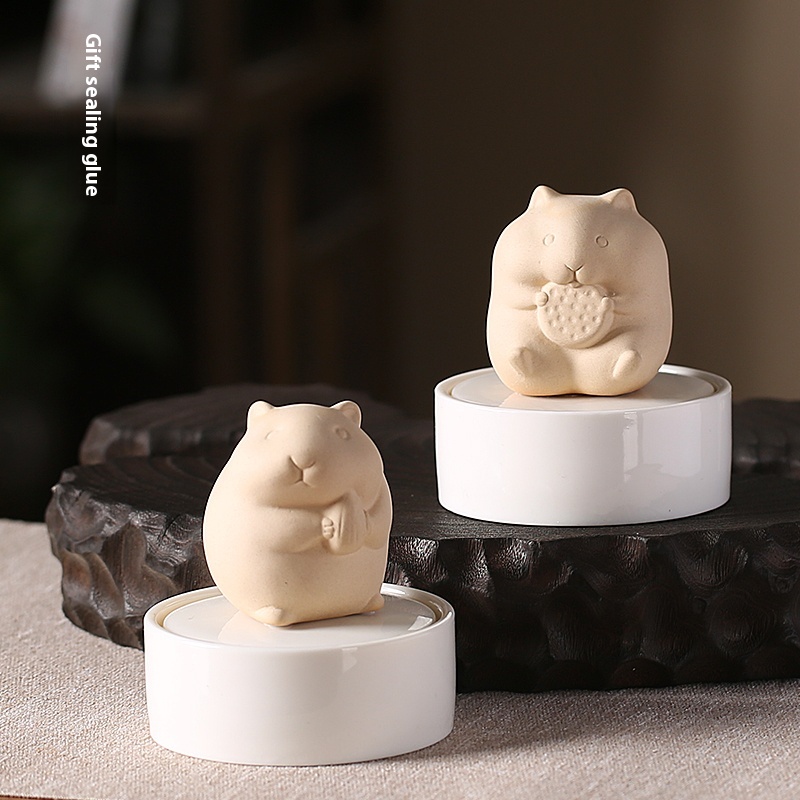All-ceramic Storage Seal Djungarian Hamster Pet Ashes Hair Cremation Commemorative Tank