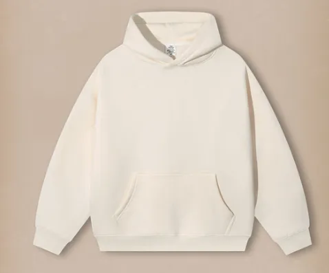 Pure Color All matching Velvet Padded Loose Hooded Sweater Beige Apricot - Shop at LoveMi
