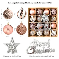 Christmas Decoration Pendant Electroplating Ball Plastic Ball Special-shaped Painted Gift - Mjg004 Rose Gold Top Star - View 1