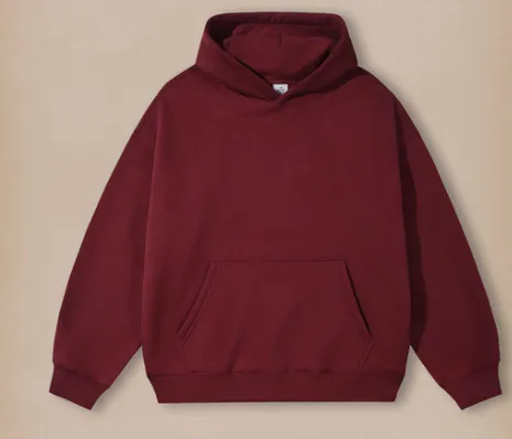 Pure Color All matching Velvet Padded Loose Hooded Sweater Dark Red - Shop at LoveMi