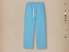 Pure Color All-matching Velvet Padded Loose Casual Pants - Lake Blue - View 1