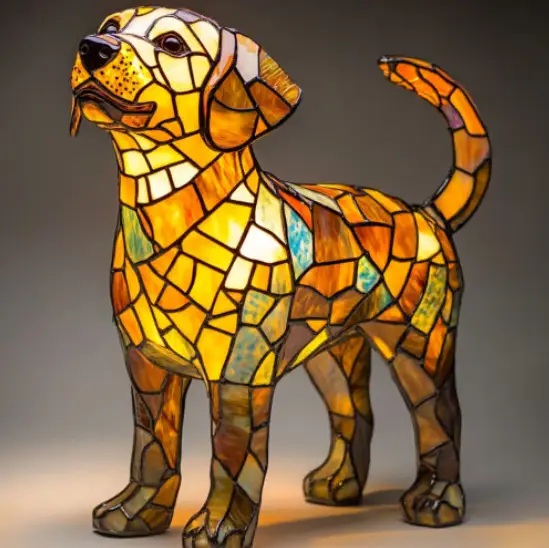 Colorful Strange Dog Lamp Resin Decorations
