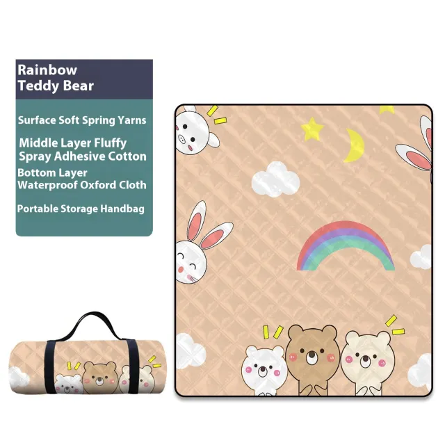 Waterproof Lightweight Spring Outing Camping Park Outdoor Lawn Mat Rainbow Bear - Shop at LoveMi