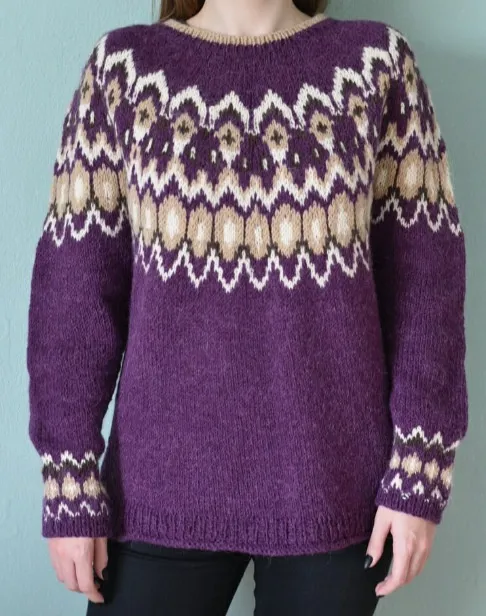 Women's Sweater Acrylic Thick Needle Thick Jacquard Purple 9336 - Shop at LoveMi