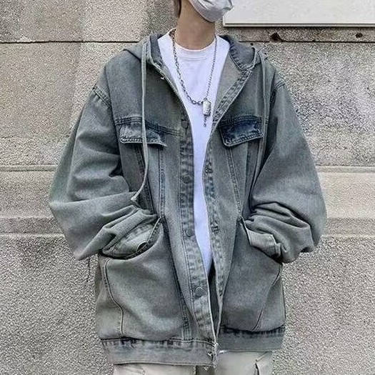 $21.64 Autumn High-grade Pu Handsome Denim Coat For Men And Women