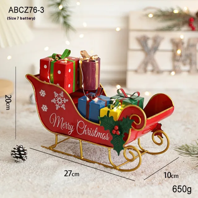 Luminous Christmas Iron Decoration With Light Ornaments Sledge Red Gift Sledge - Shop at LoveMi