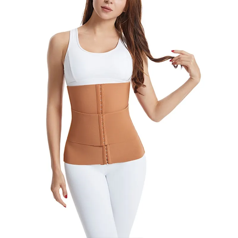 Summer Breathable Leopard Print Belly Contracting Waist Shaping Belt - Brown