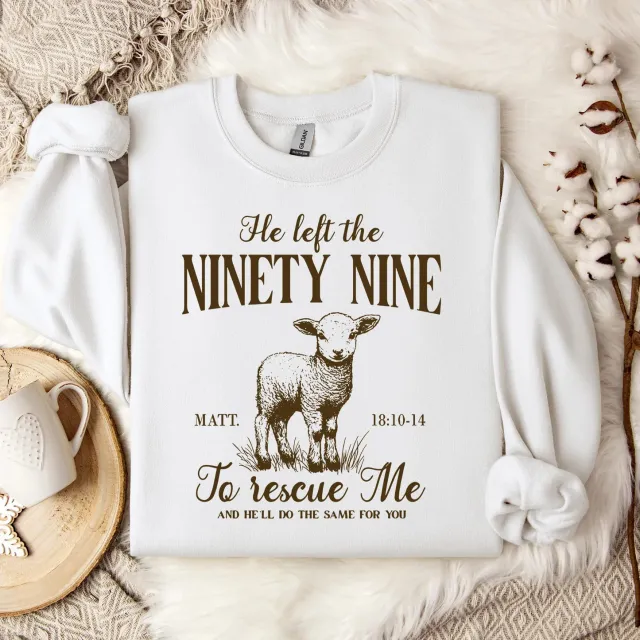 He Left The 99 To Rescue Me Matt Men's And Women's Long Sleeves Sweater Round Neck White - Shop at LoveMi