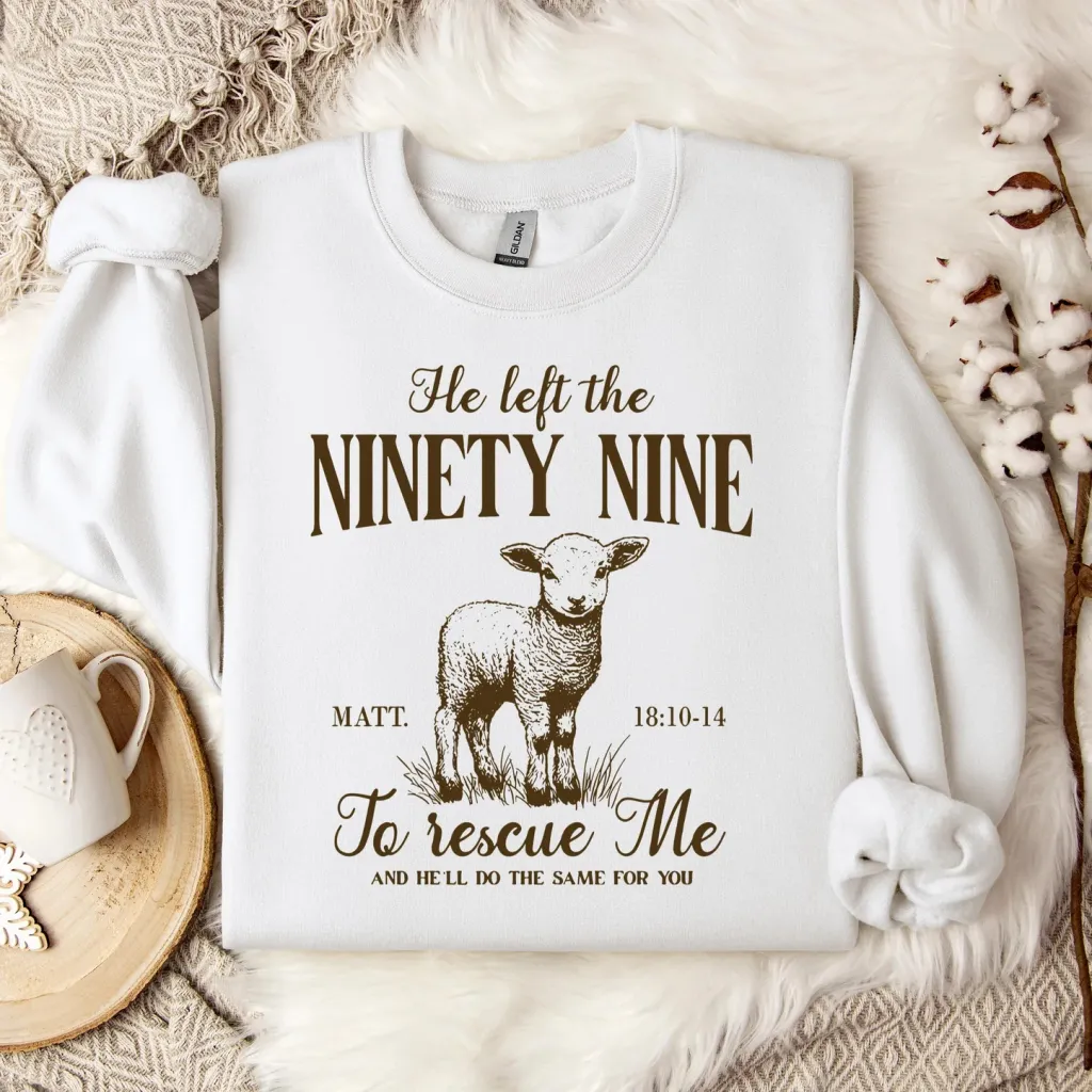 He Left The 99 To Rescue Me Matt Men's And Women's Long Sleeves Sweater - Round Neck White