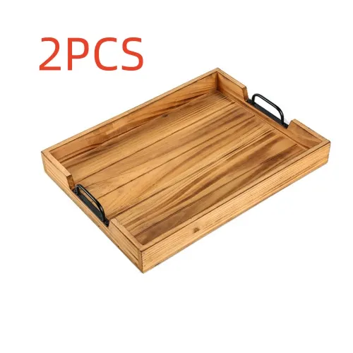 Wooden Tray In Stock Domestic Japanese Solid Wood Dining Plate Hotel Fruit Plate Customized Wooden Tray - Style1 2Pcs