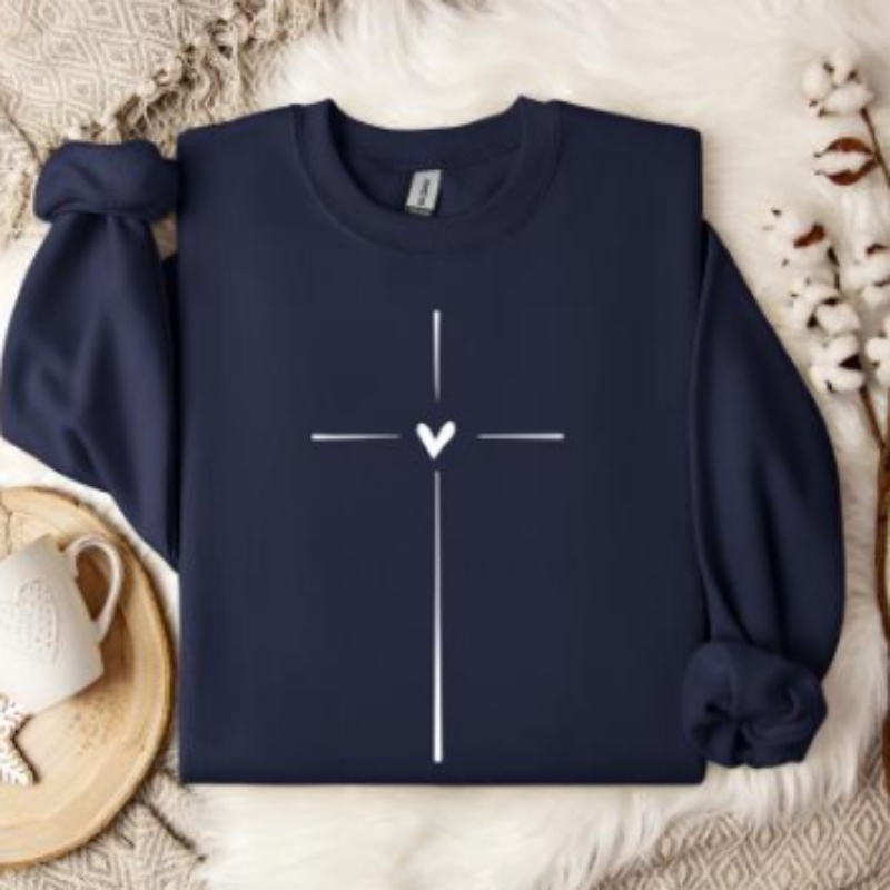 Heart-shaped Cross Casual Loose Sports Sweater