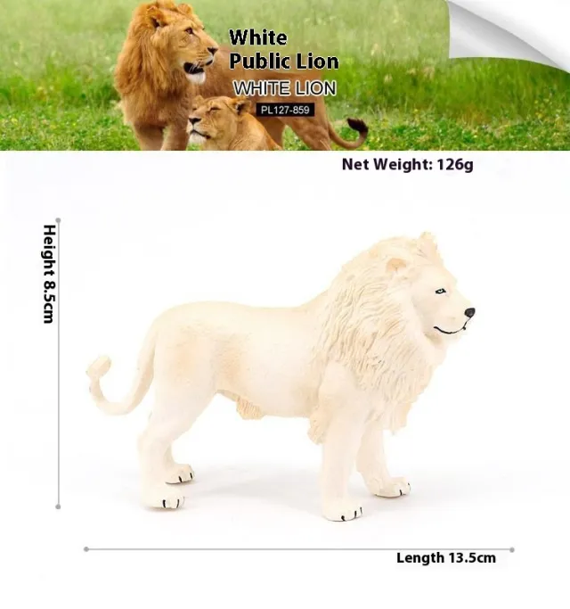 Simulation Wild Animal Model Solid Plastic Decoration Children's Toy Cognition Lying Posture White Lion - Shop at LoveMi