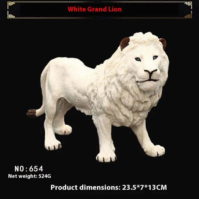Solid Simulation Wild Animal Model Toys Ornaments Large White Lion - Shop at LoveMi