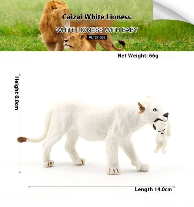 Simulation Wild Animal Model Solid Plastic Decoration Children's Toy Cognition White Female Lion - Shop at LoveMi