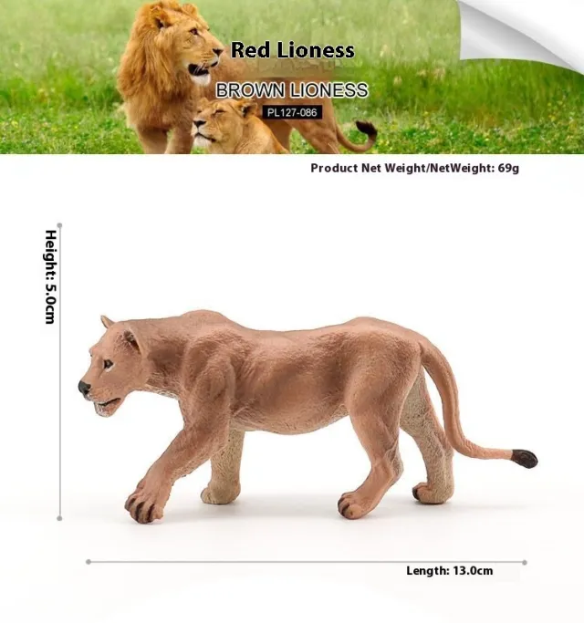 Simulation Wild Animal Model Solid Plastic Decoration Children's Toy Cognition Red Lioness - Shop at LoveMi