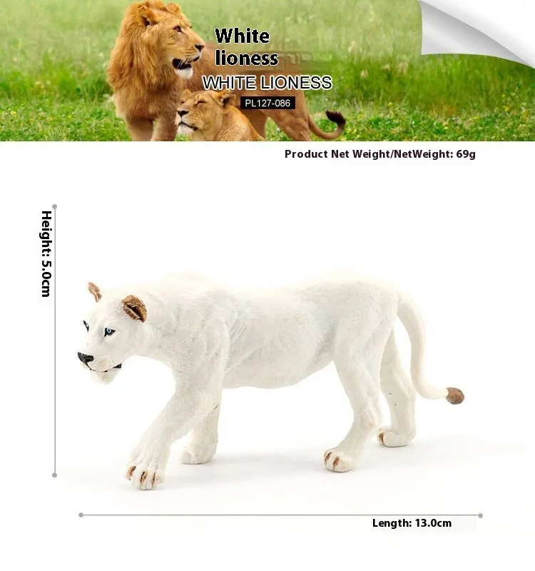 Simulation Wild Animal Model Solid Plastic Decoration Children's Toy Cognition - White Lioness