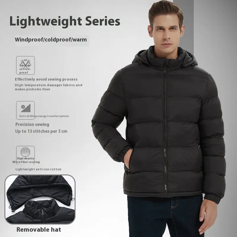 Hooded Cotton Jacket Men's Warm Quilted Jacket