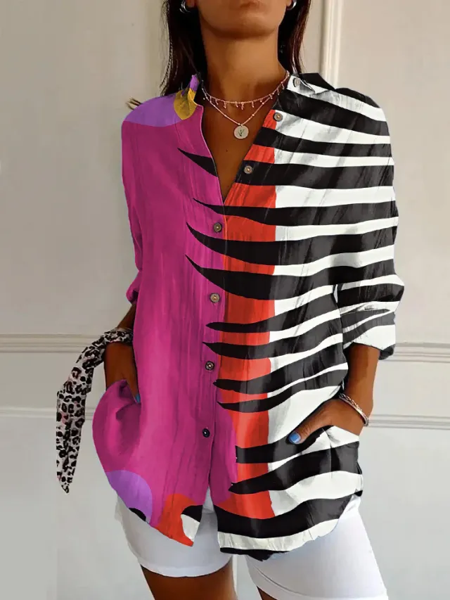 Floral Print Long sleeved Shirt Women's Casual Button Tops Clothing Bsm1 - Shop at LoveMi
