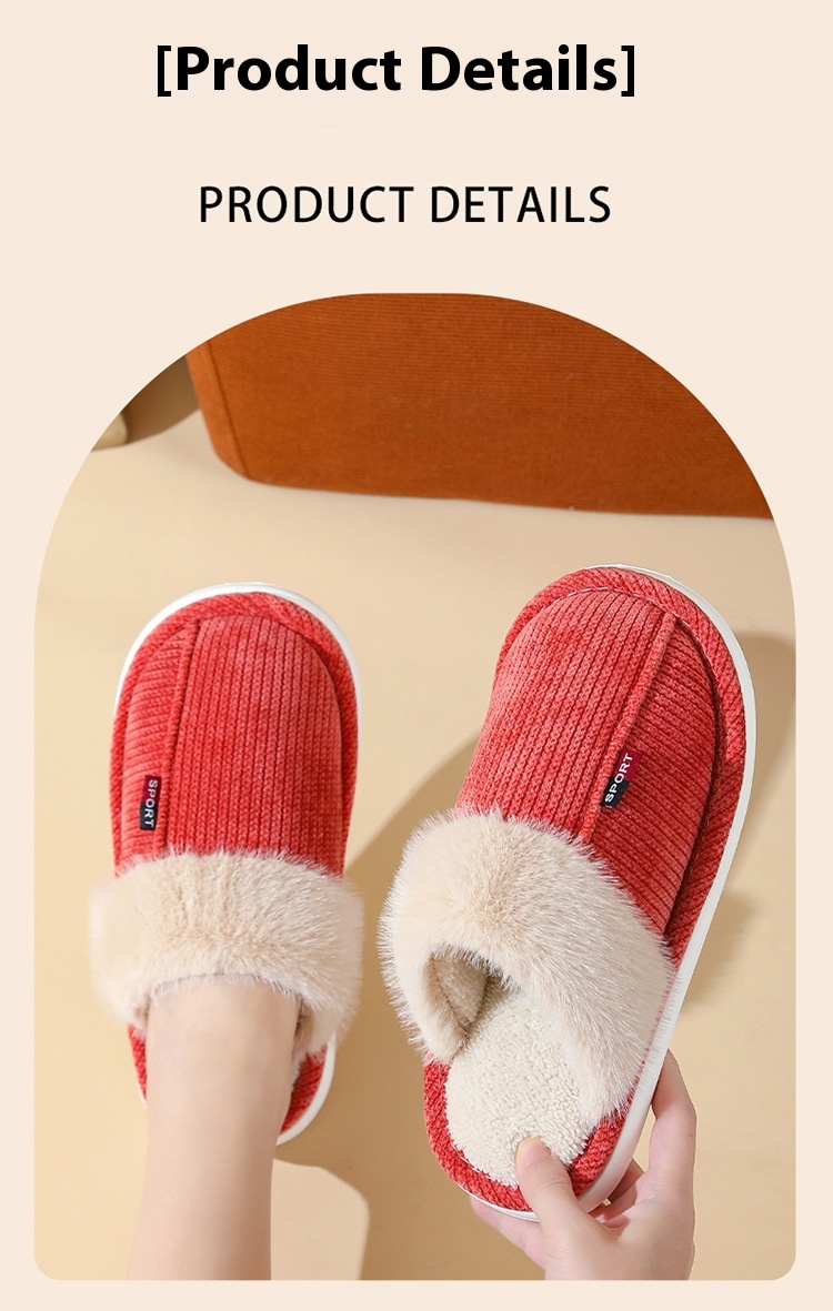 Fur Mouth Home Non-slip Thermal Cotton Slippers