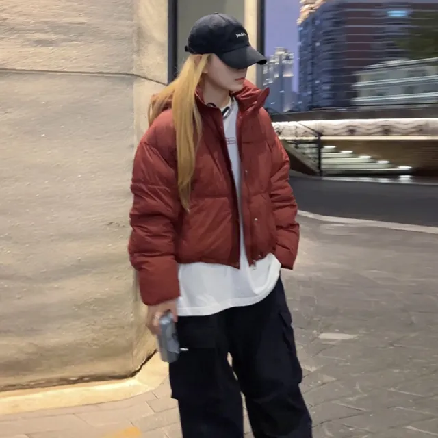 Short Small Hooded Down Jacket Women Red - Shop at LoveMi