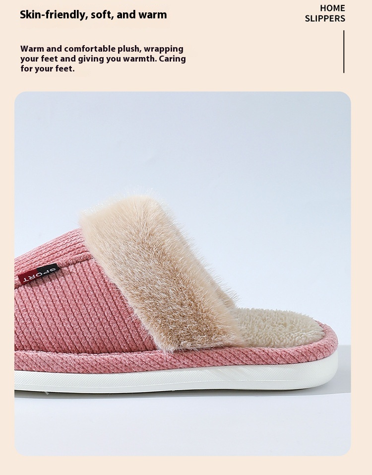 Fur Mouth Home Non-slip Thermal Cotton Slippers